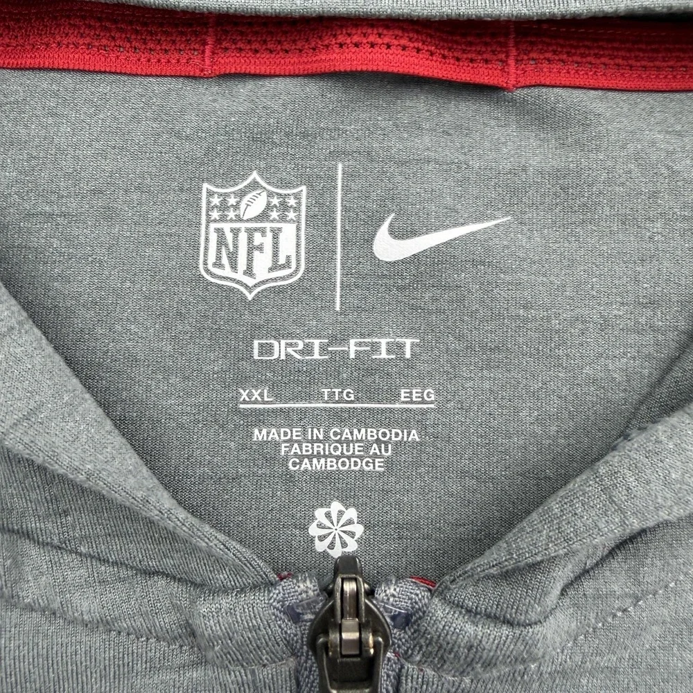 San Francisco 49ers Jacket Mens 2XL Gray Nike NFL Dri-FIT Zip Hoodie On Field
